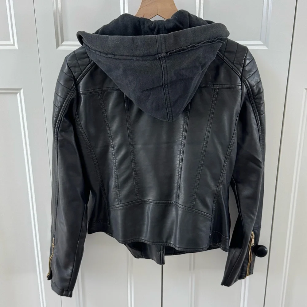 Free People We The Free Black Vegan Leather Jacket - Picture 2 of 3